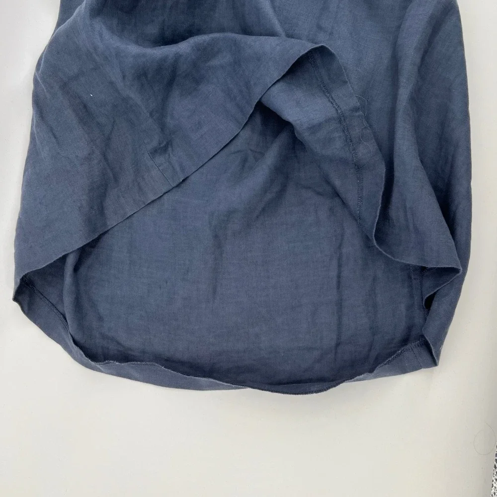 Pure Jill Navy Blue Linen Layered Shift Dress Women's Large Petite Sleeveless